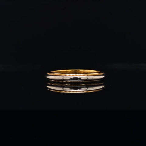 Just Gold Jewellery - MILGRAIN DETAIL WHITE AND YELLOW GOLD RING