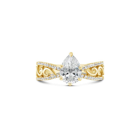 Just Gold Jewellery - Pear Cut Antique Style Diamond Engagement Ring