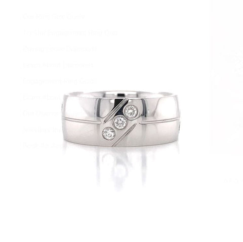 MEN'S DIAMOND AND LINES WEDDING RING