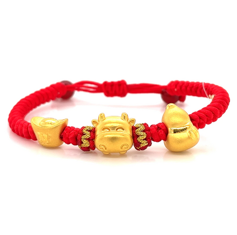 24K YELLOW GOLD FORTUNE OX BRACELET