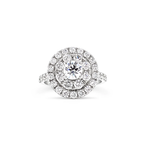 DOUBLE HALO DIAMOND ENGAGEMENT RING