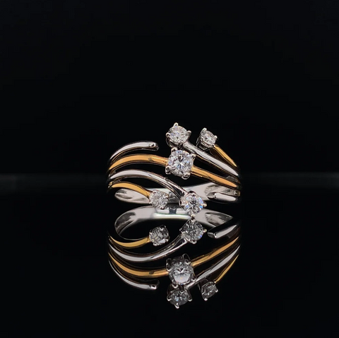ROSE AND WHITE GOLD SLEEK LINES DRESS RING