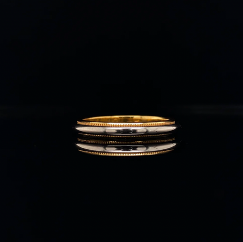 MILGRAIN DETAIL WHITE AND YELLOW GOLD RING