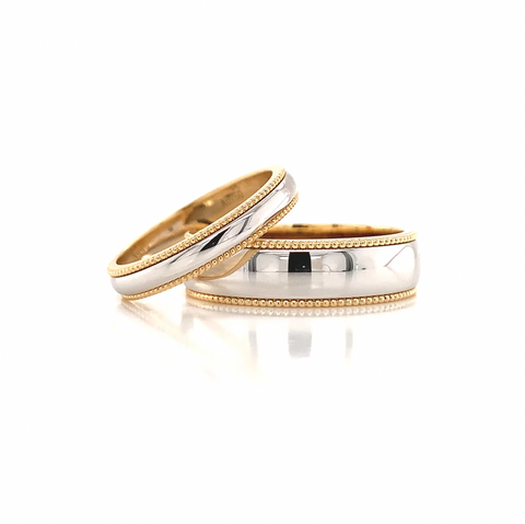 TWO TONE MILGRAIN WEDDING SET