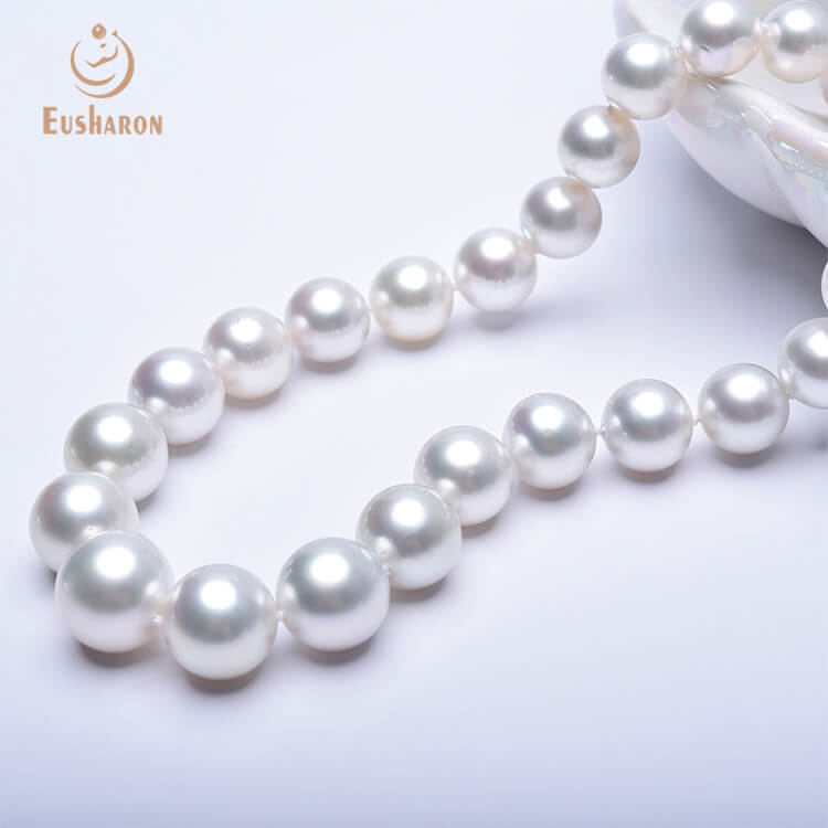 12-16mm High Quality Round South Sea White Pearl Strands