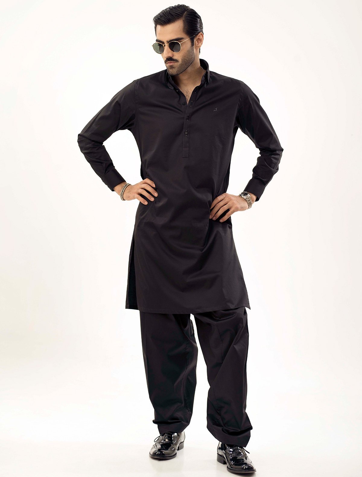 JET BLACK KAMEEZ SHALWAR – Ismail Farid Pakistan