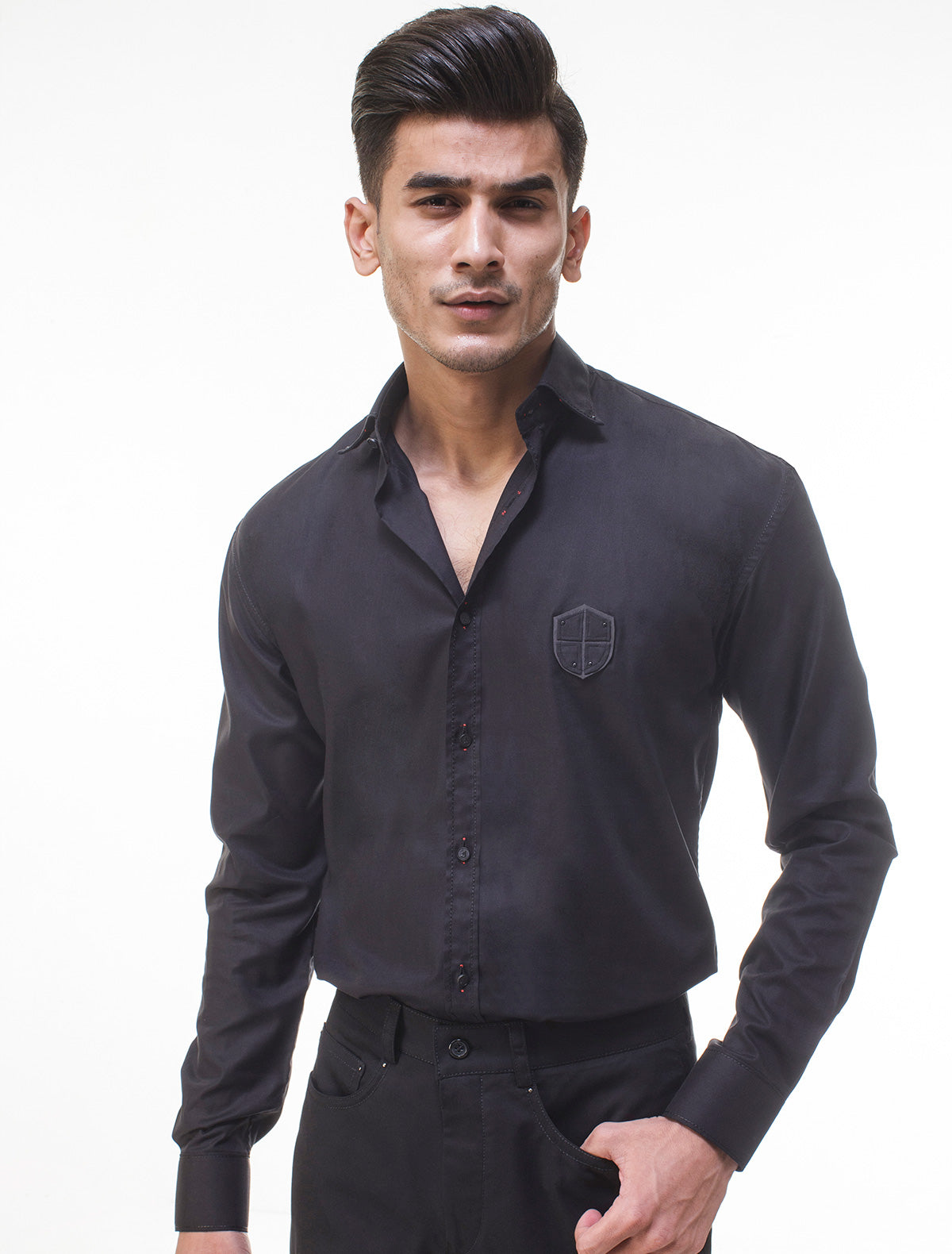 BLACK PATCH SHIRT – Ismail Farid Pakistan