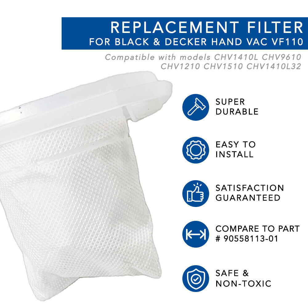 2 Pack Replacement Filter For Black & Decker VF110 Dustbuster Part #  90558113