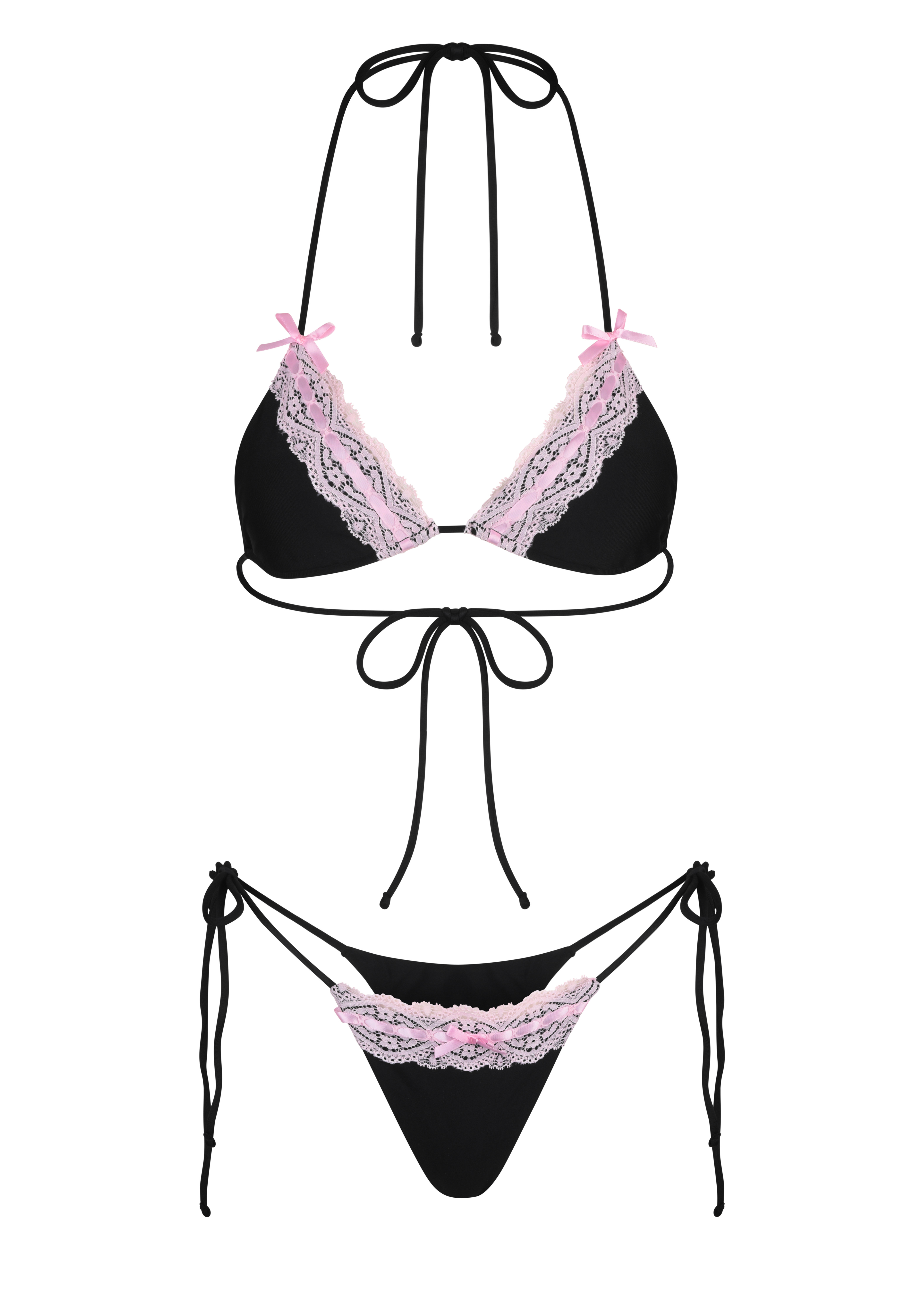 NiiHAi Ltd — LINGERIE BIKINI IN BLACK WITH PINK LACE