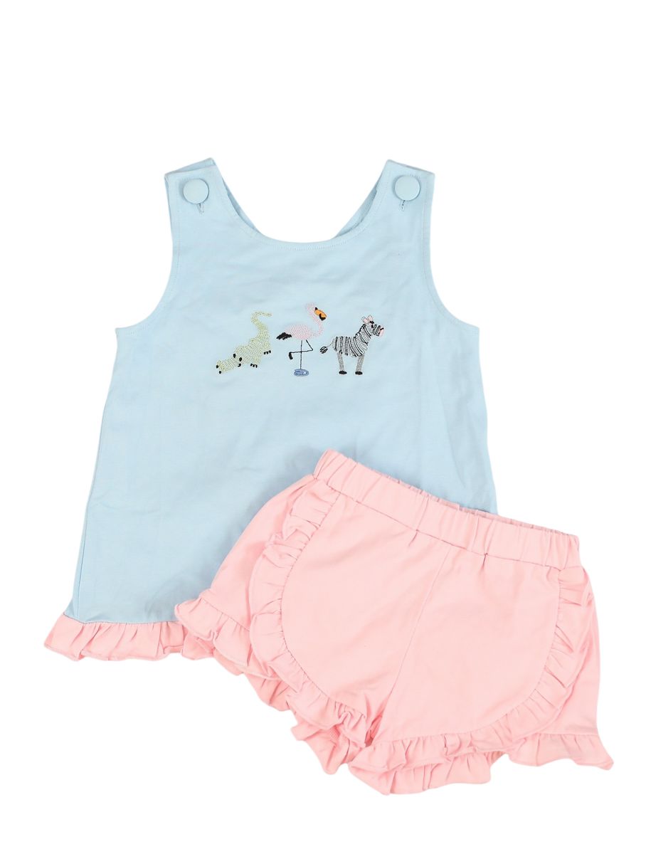 Pink & Blue zoo bloomer set