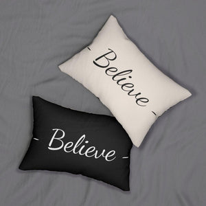 Decorative Throw Pillow - Double Sided Sofa Pillow / Believe - Beige Black - Aristo House