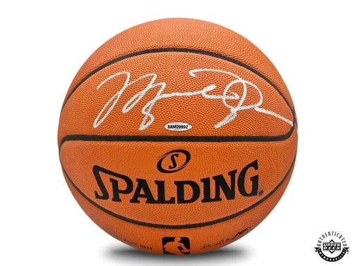 Michael Jordan & Larry Bird Autographed Molten Gold Trophy Basketball