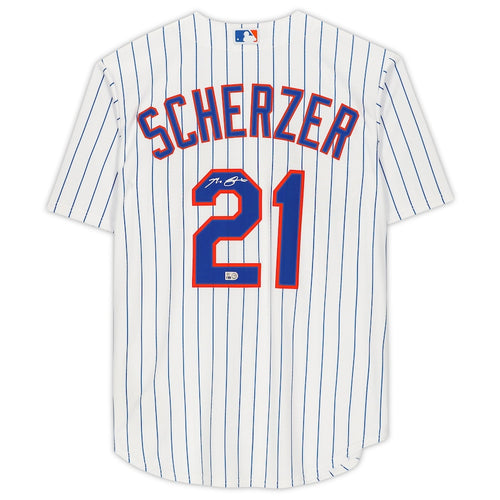 Max Scherzer Signed New York Mets Blue Nike Replica Jersey