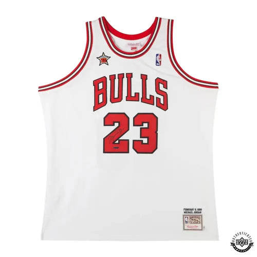 Michael Jordan Autographed Red Chicago Bulls Jersey - 6x Champs Embroidered  LE - The Autograph Source