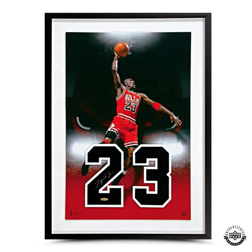 Michael Jordan Signed No Look Breaking Through Print with NBA Basketba – DAS