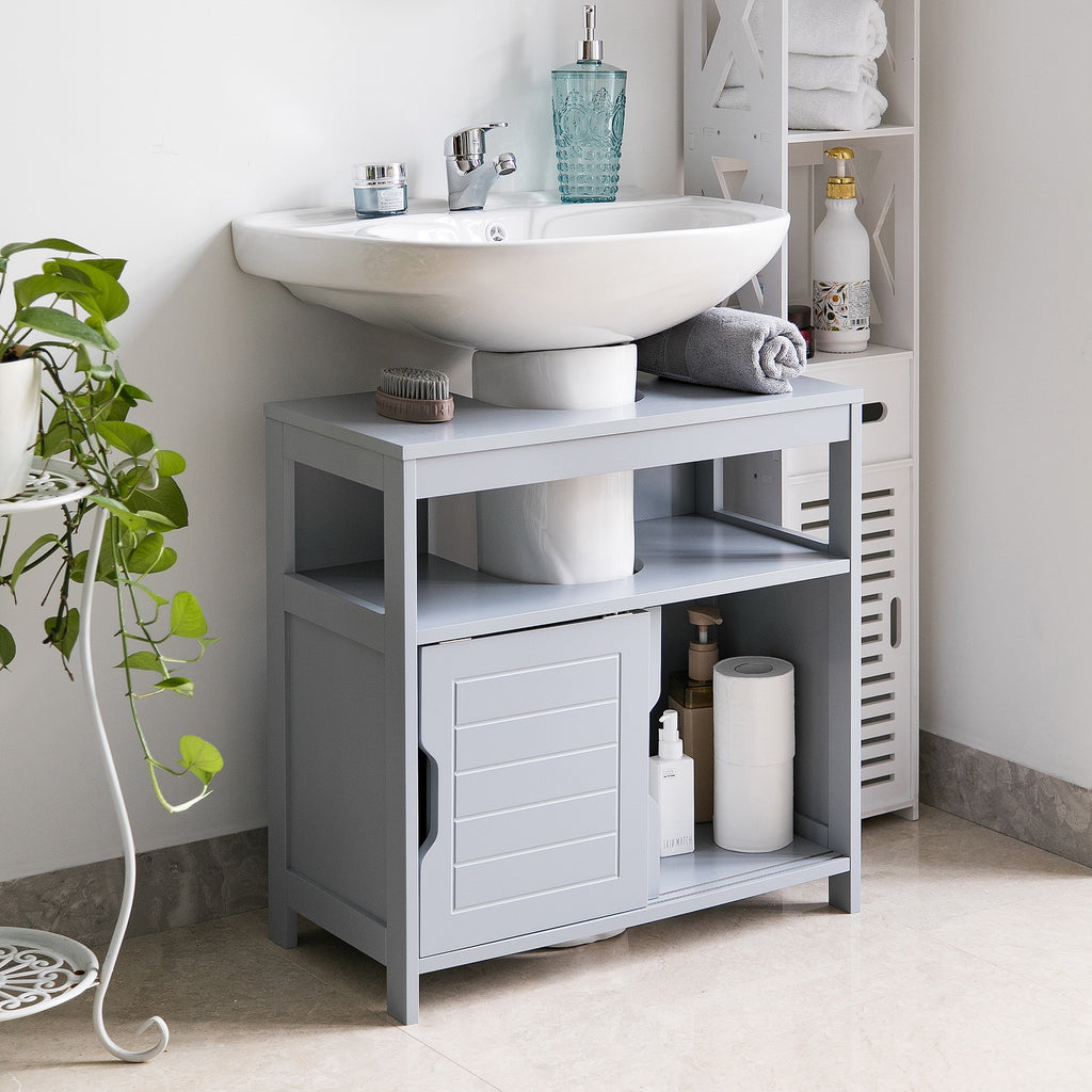 Ashmore Under Sink Bathroom Storage Cabinet With Sliding Door Grey