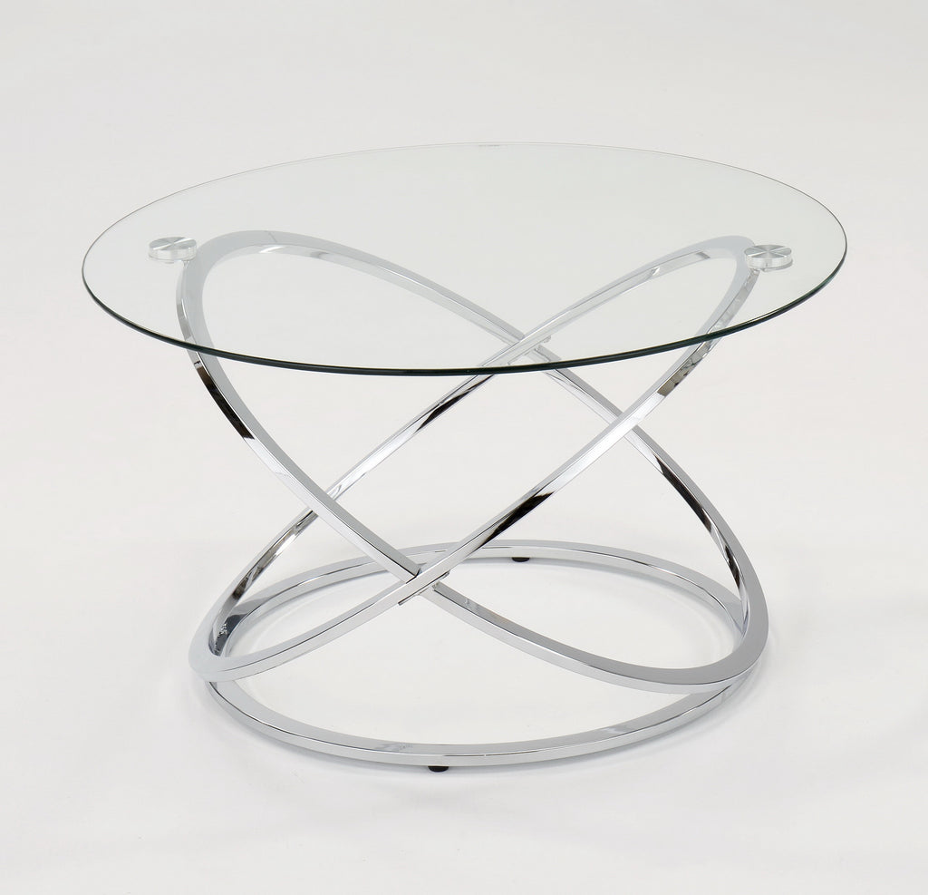 Monarch Clear Glass Round Coffee Table With Chrome Base
