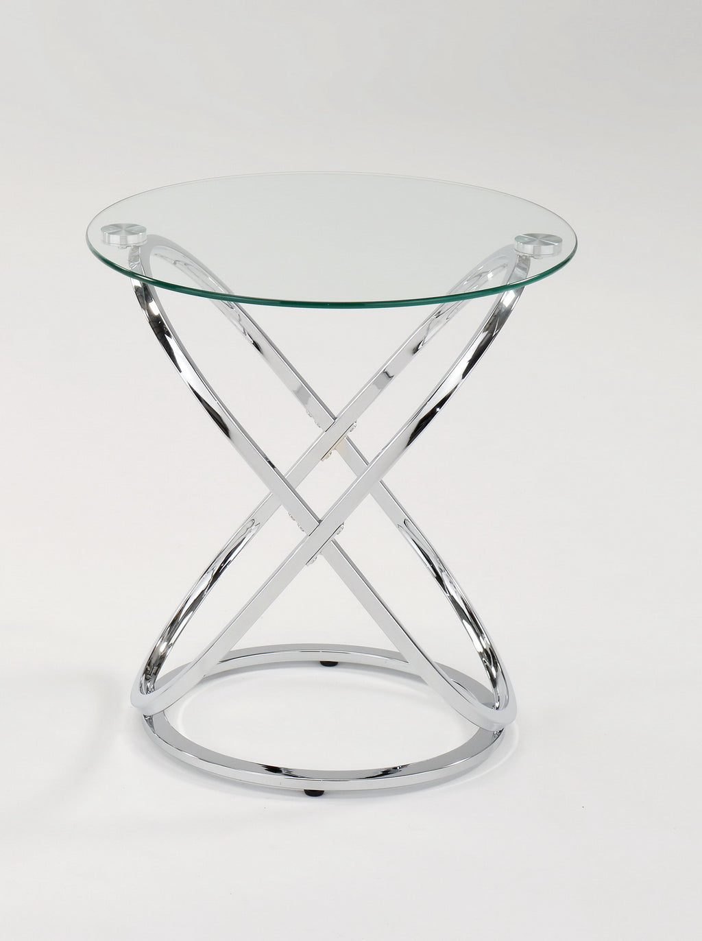 Monarch Clear Glass Round Coffee Side End Table With Chrome Base