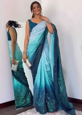 Fashion Guide Silk Teal Green Indian Wedding Saree