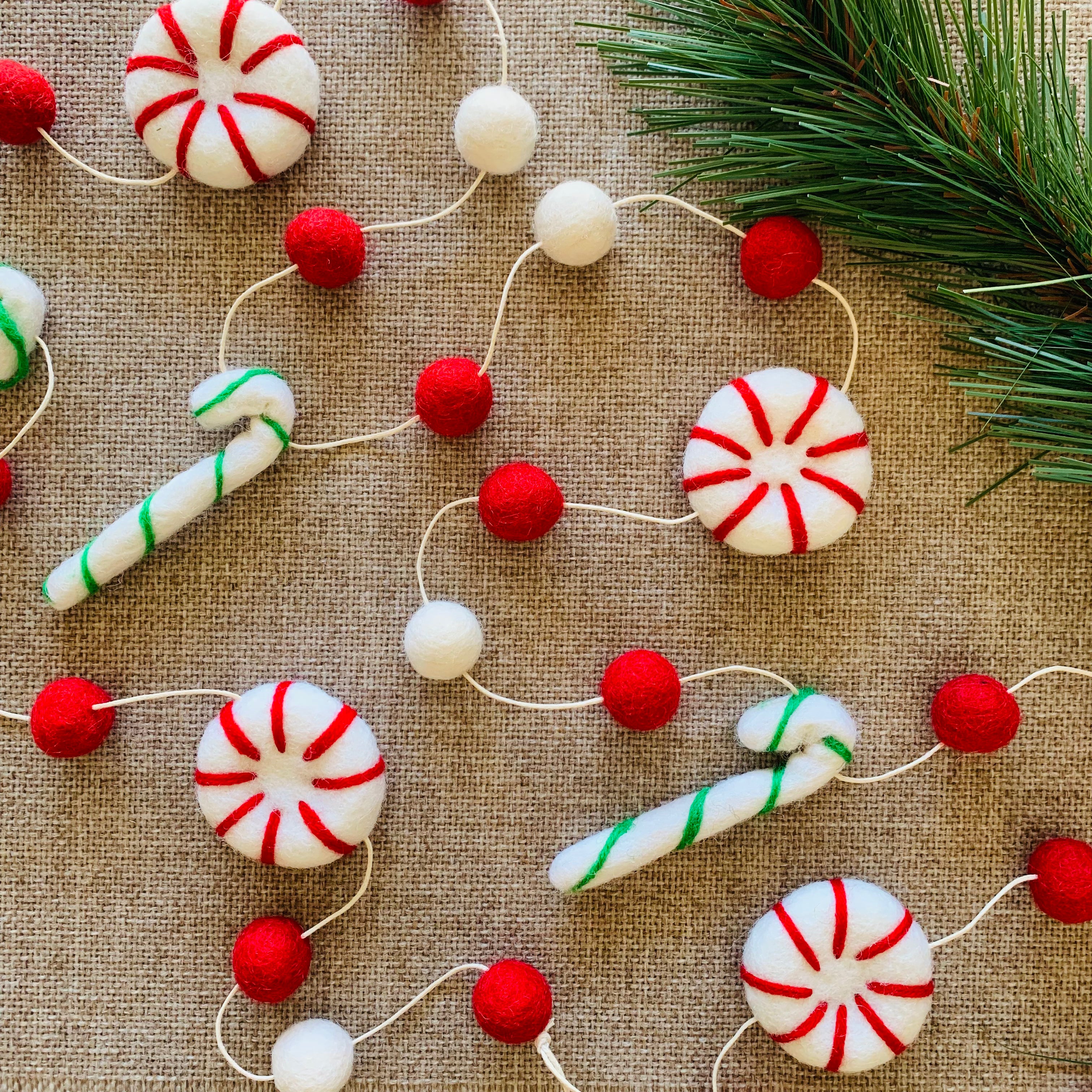 NEW - Peppermint and Candy Cane Garland (Spaced)
