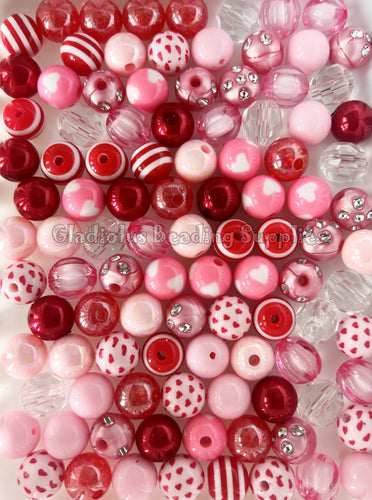 Mixed 20mm Red Pink White Valentine Beads Valentine Bubblegum