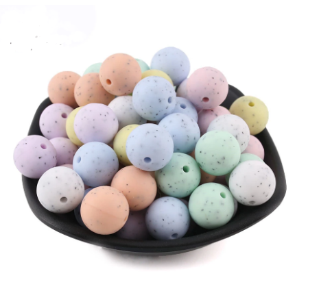 10 Qty Marble Color 12mm/15mm Silicone Bead, Teething Beads, BPA Free