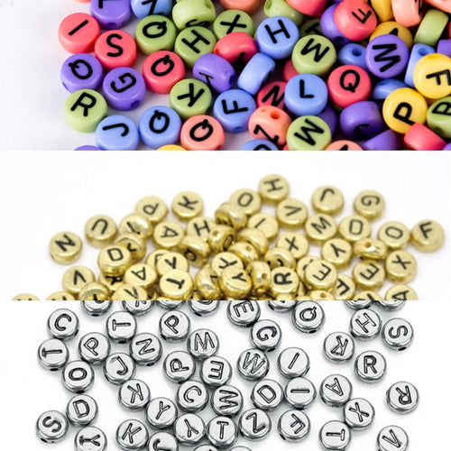 200 pcs 4*7mm Acrylic Round Letter Beads - Black Background - For Jewe –  Gladiolus Beading Supplies LLC