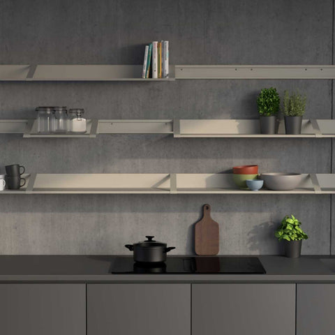 cucina moderna con parete attrezzata modulare in metallo ORIZZONTE free style