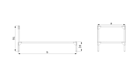 disegno tecnico letto singolo Golfo con testiera L90 in metallo