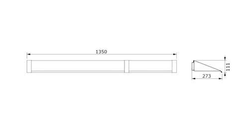 disegno tecnico mensola Marea full 1350-2 in metallo