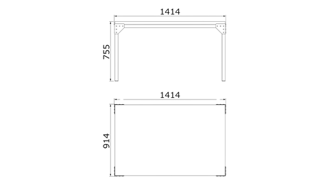 disegno tecnico tavolo Atollo 06 in metallo con top in legno