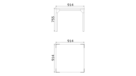 disegno tecnico tavolo Atollo 04 in metallo e top in legno