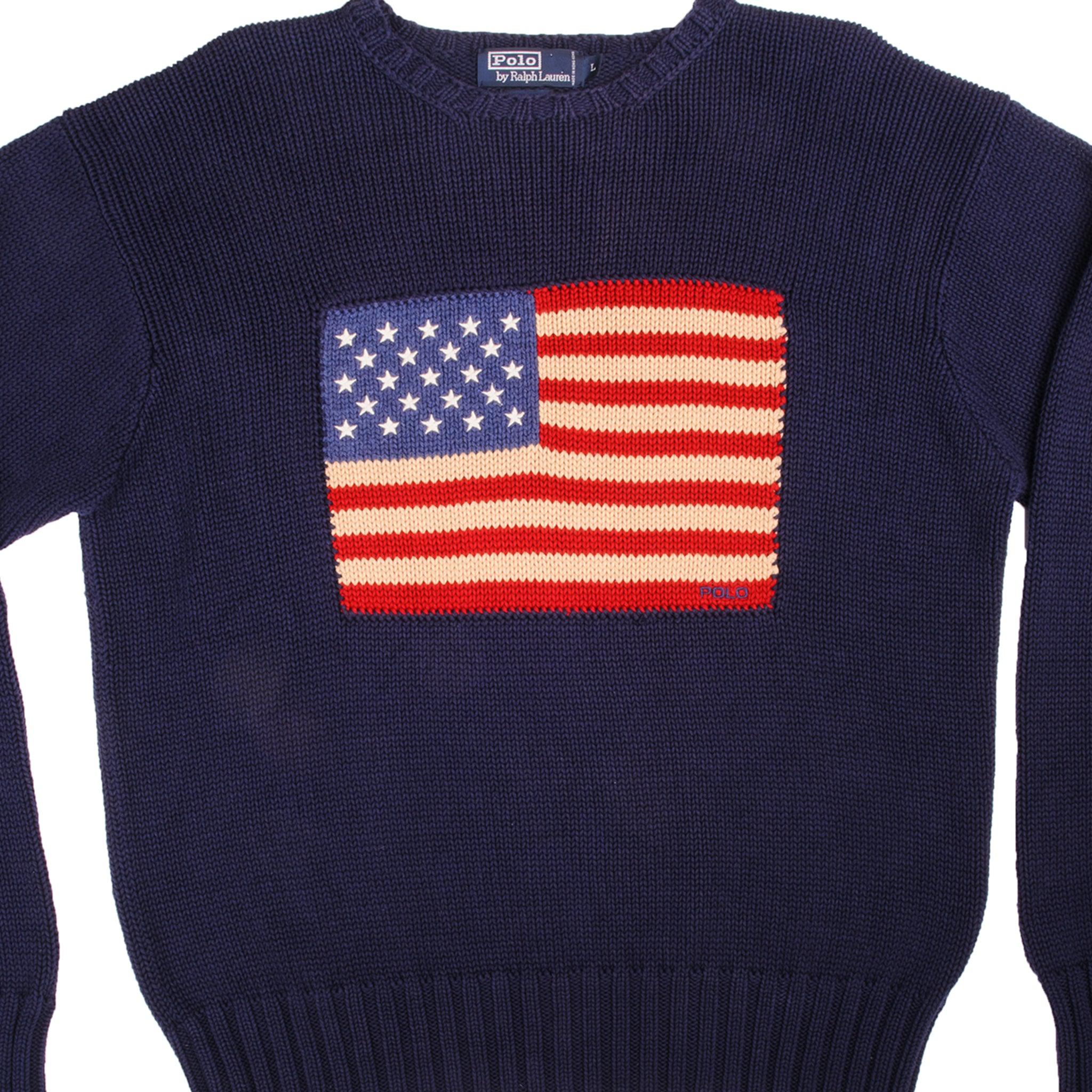 VINTAGE RALPH LAUREN USA FLAG KNIT 1990S SWEATSHIRT SIZE LARGE – Vintage  rare usa