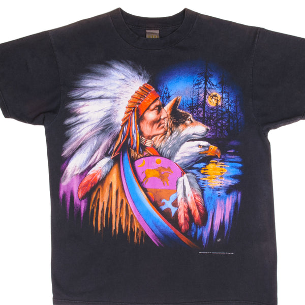 VINTAGE 3D EMBLEM INDIAN CHIEF TEE SHIRT 1993 SIZE LARGE MADE IN