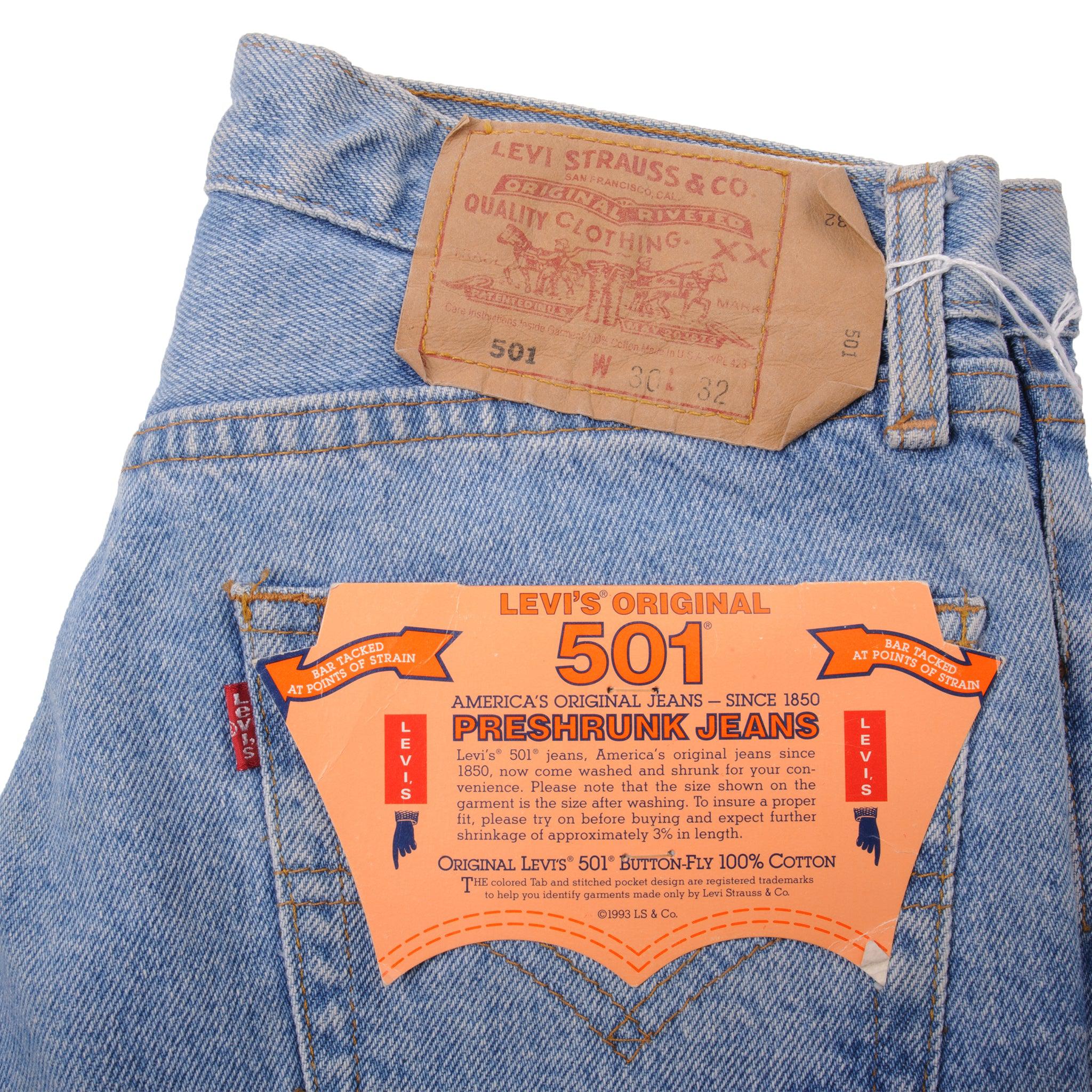 VINTAGE LEVIS 501 PRESHRUNK JEANS 1993 SIZE 30X32 W30 L32 MADE IN USA –  Vintage rare usa
