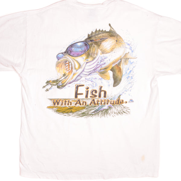 VINTAGE ALL OVER PRINT FISH AND CRUSTACEAN TEE SHIRT 90s SIZE XL