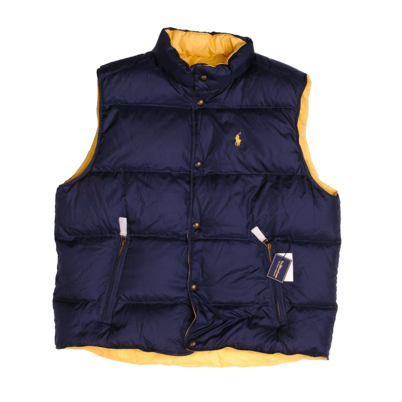 VINTAGE DEADSTOCK REVERSIBLE POLO RALPH LAUREN SLEEVELESS VEST PUFFER –  Vintage rare usa