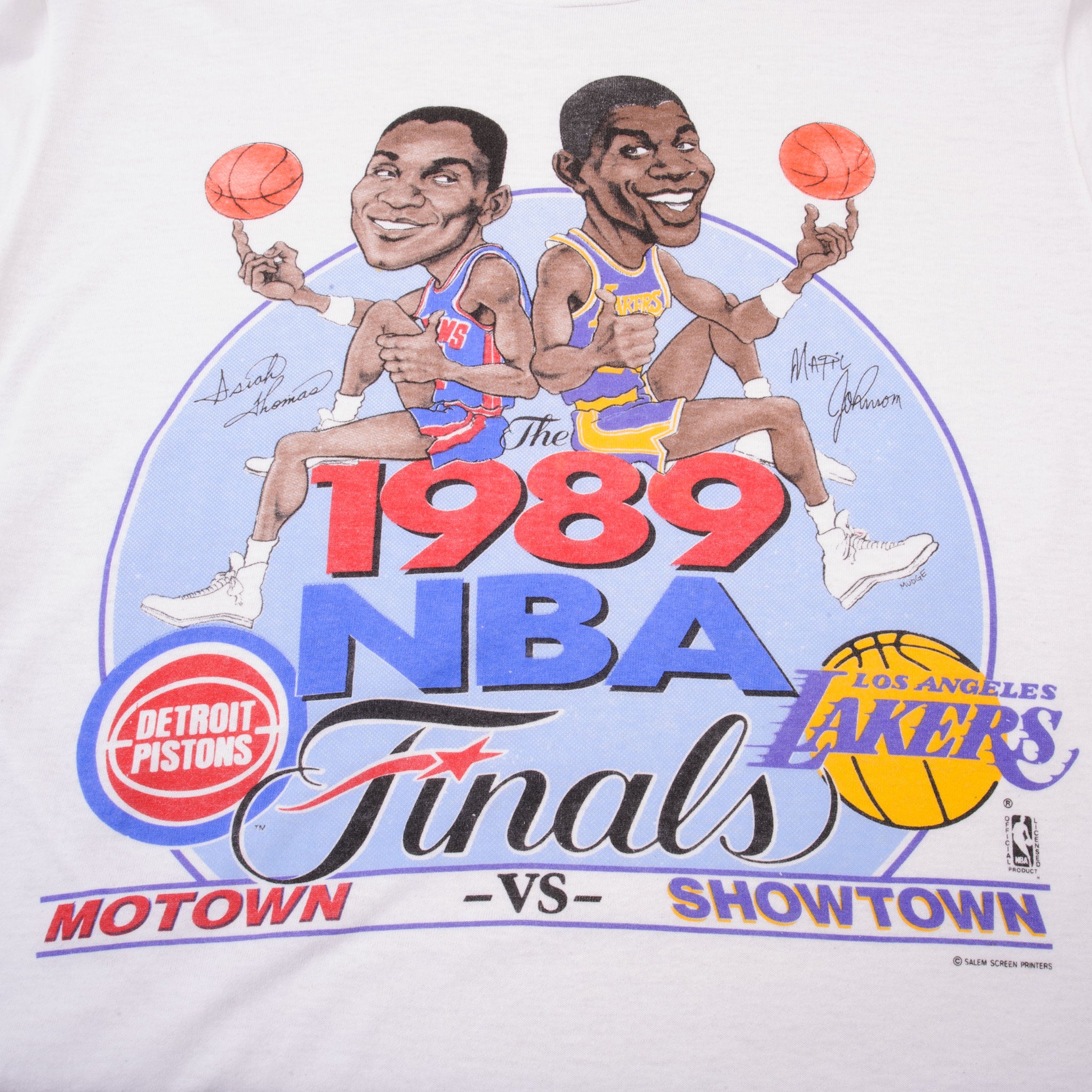 VINTAGE NBA DETROIT PISTONS VS LA LAKERS TEE SHIRT 1989 SIZE