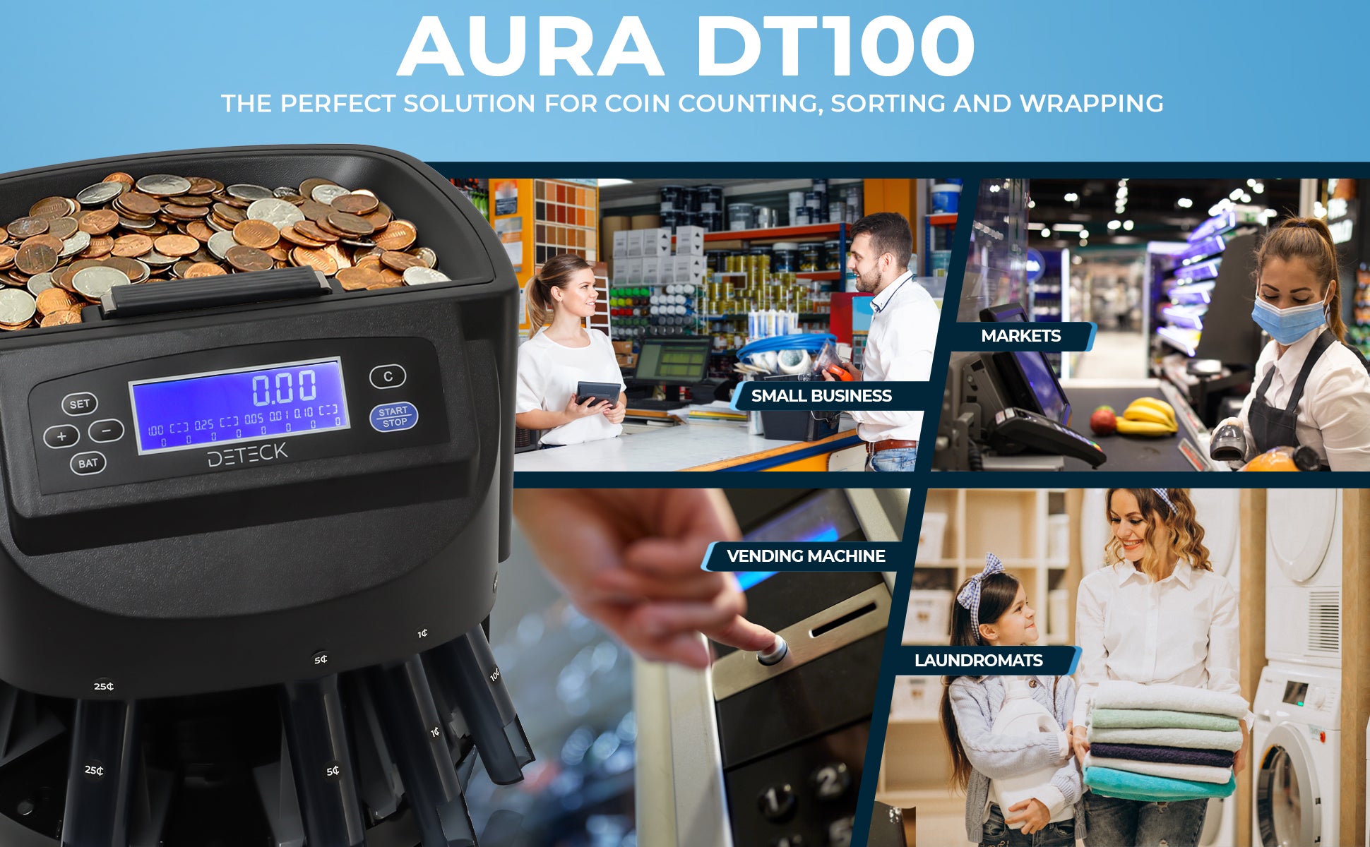 AURA DT100 Coin Counter Machine – Deteck USA