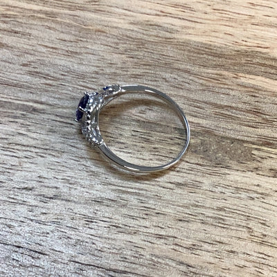 Blue oval cz ring