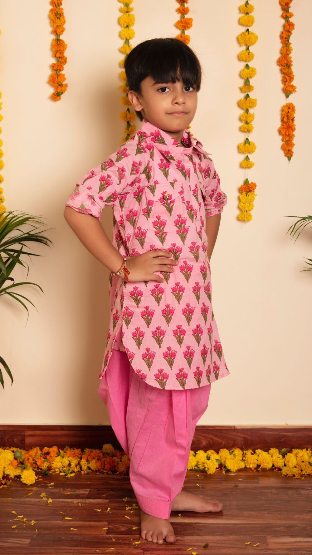 Women's GULBAHAR PINK HAND BLOCK SUIT SET - Pomcha Jaipur