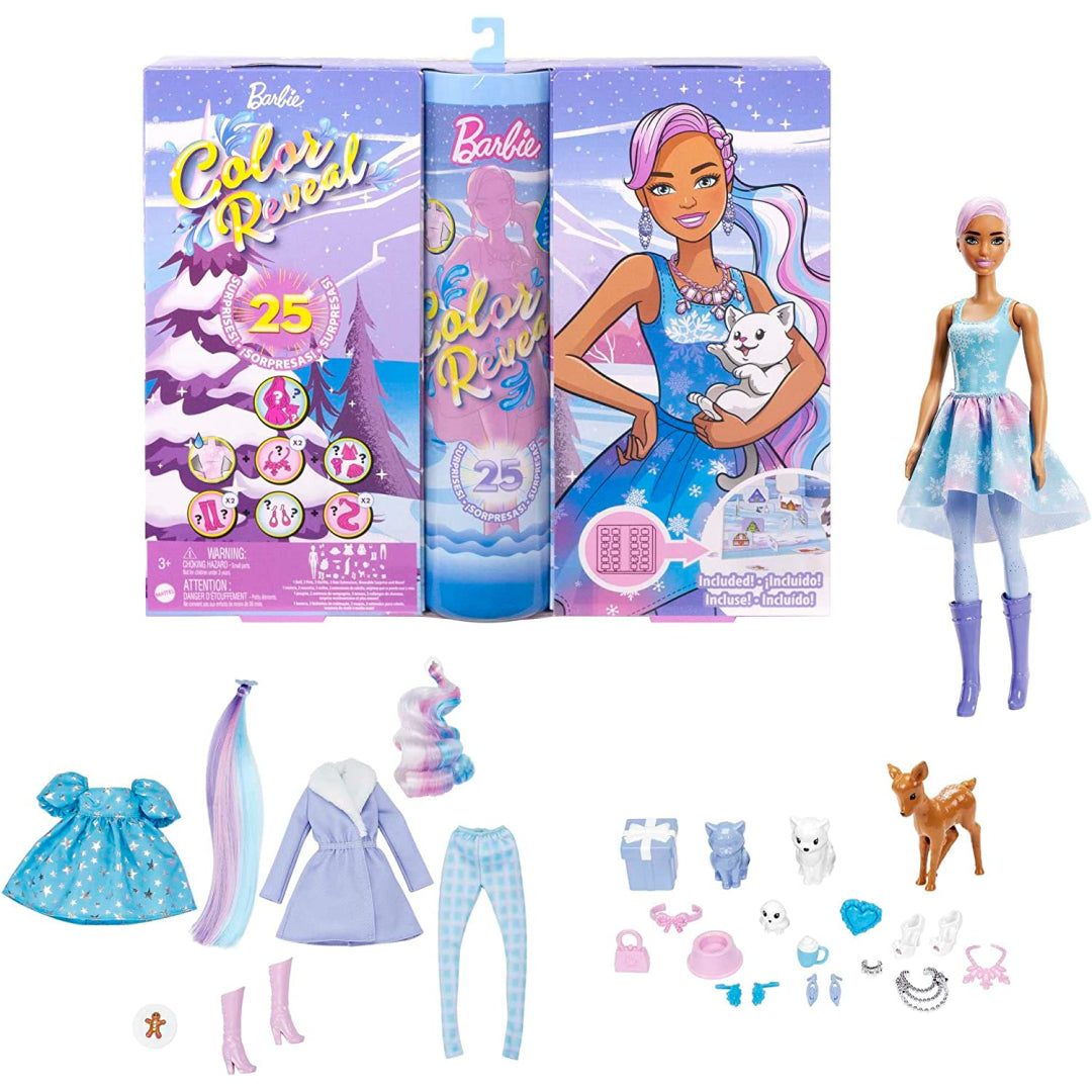 barbie colour reveal advent calendar colour reveal doll & 25 surprises