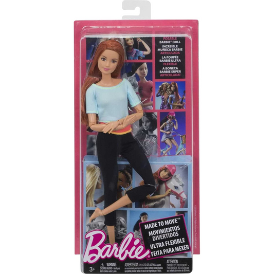 Barbie Made to Move Doll 2020 Yellow and Green Yoga Pants GXF05 Brown Hair