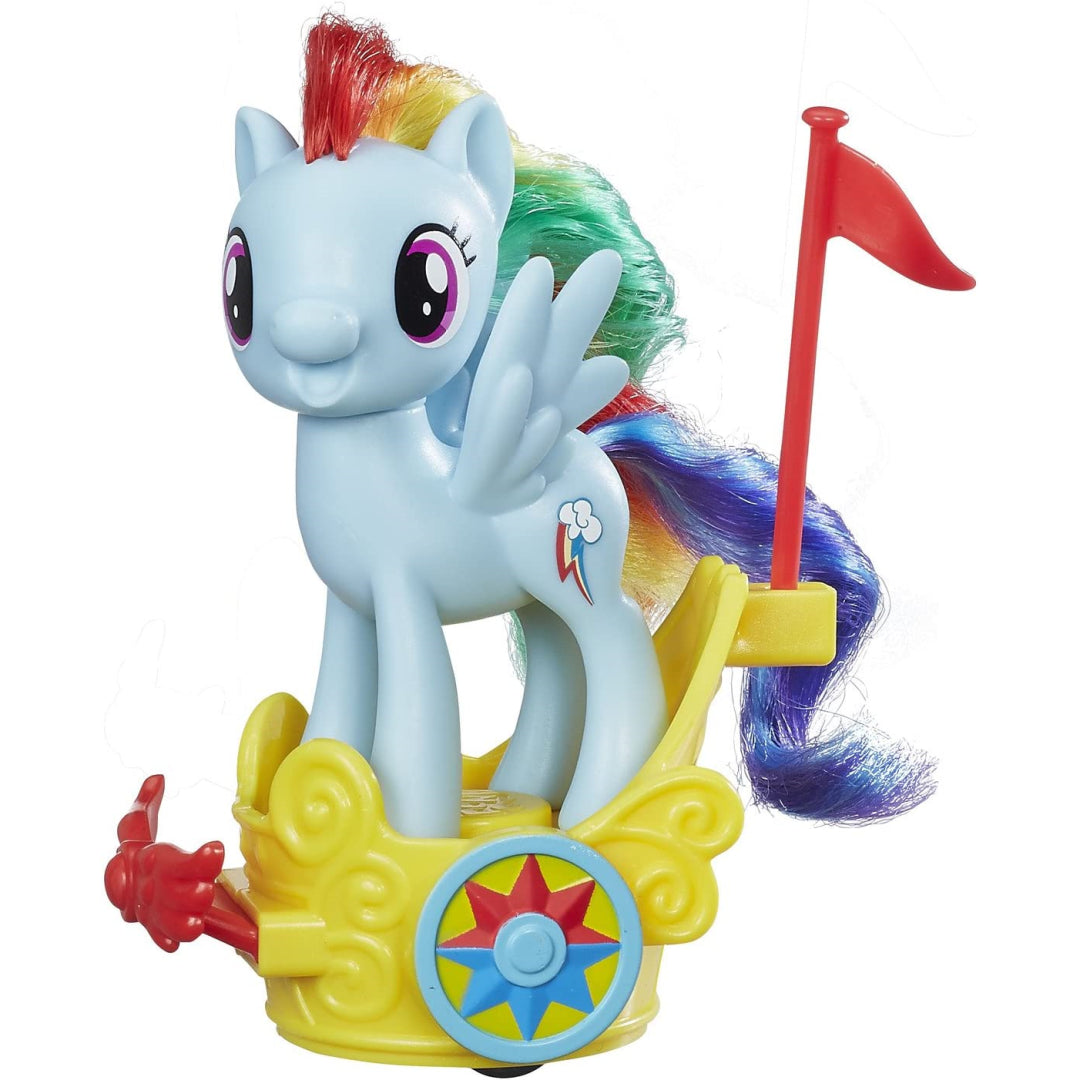 my little pony rainbow dash figurine with royal spin along chariot