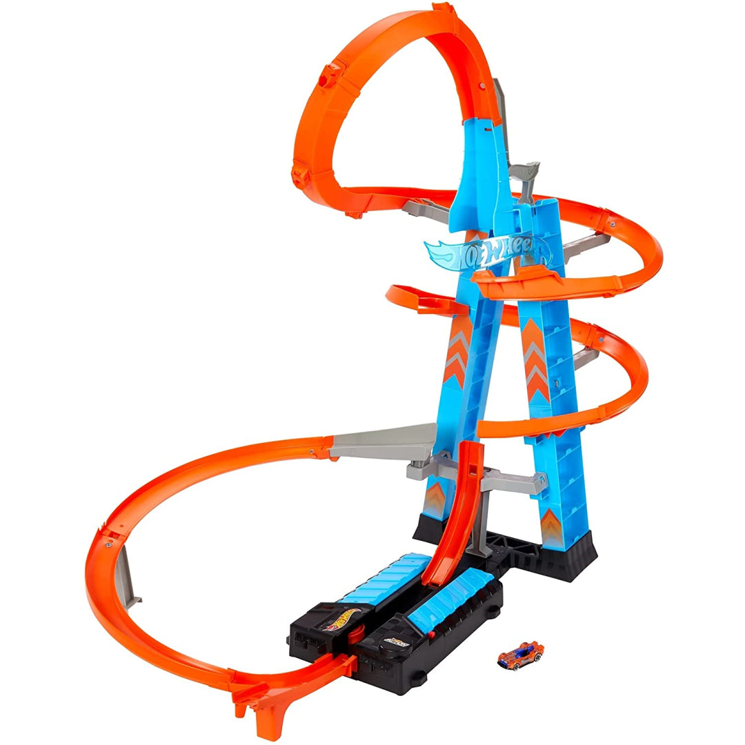 hot wheels track set sky crash tower 83cm gjm76