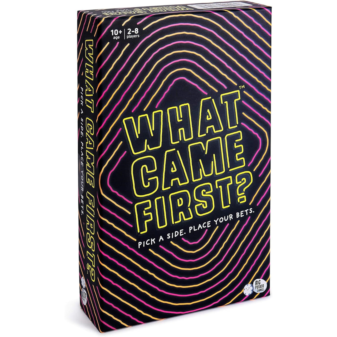 what came first? simple 50:50 family trivia board game