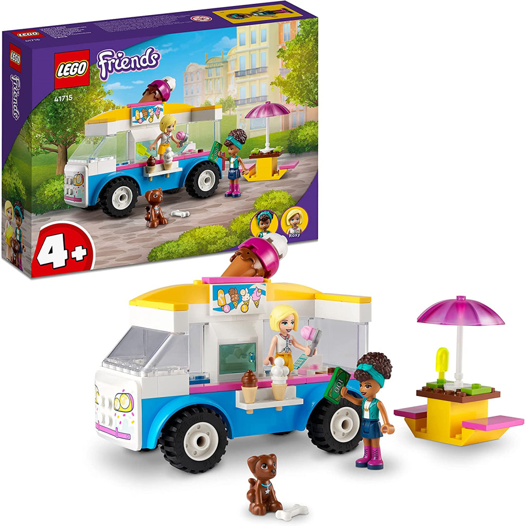 lego friends 41715 ice-cream truck toy summer vehicle set with mini-dolls