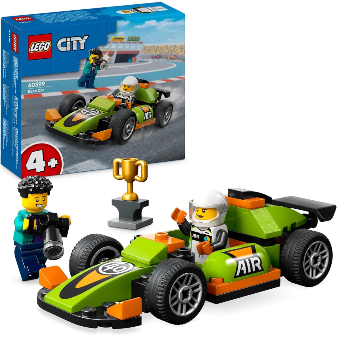 lego city 60399 green race car toy classic-style racing vehicle building kit