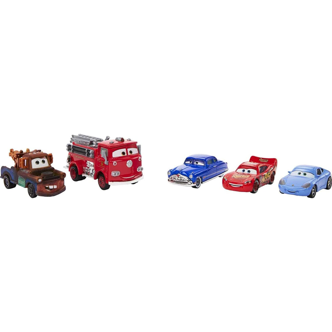 disney pixar cars 5-pack vehicle collection - 4 characters and 1 red fire truck