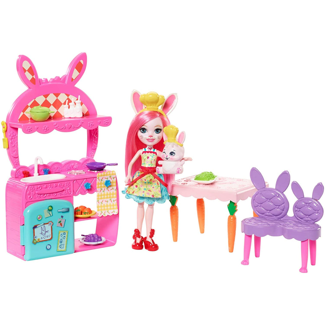 Enchantimals Kitchen Fun Playset with Bree Bunny Doll and Twist Figure FRH47